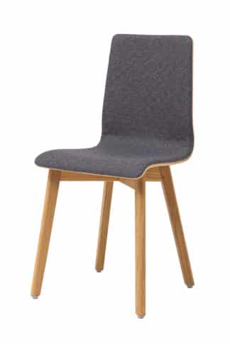 Dębowe olejowane krzesło do jadalni Luka, brązowa tkanina