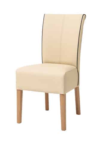 Krzesło Herman z beżową tapicerką wykonane z litego dębu