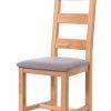 Krzesło dębowe Ladder Back, tapicerowanie w kolorze szarym