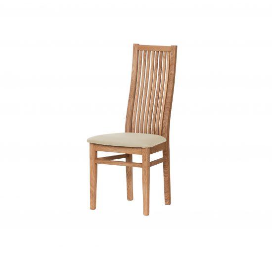 Krzesło dębowe Sandra olejowane z beżową skórą 1