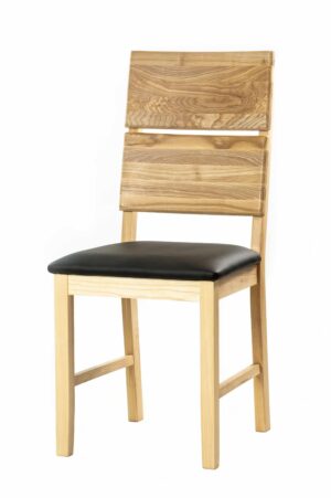 Krzesło Karla z litego jesionu z czarną ekoskórą