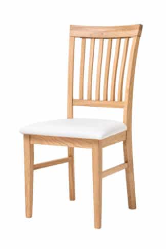 Dębowe krzesło Raines, tapicerowane białą ekoskórą