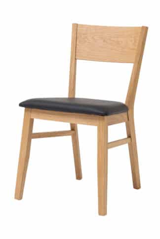 Drewniane krzesło do jadalni Mika z czarną ekoskórą