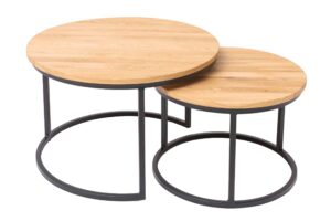 Zestaw olejowanych i woskowanych dwóch stolików Mango