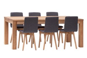 Zestaw dębowy do jadalni Korund-Grim szara tkanina