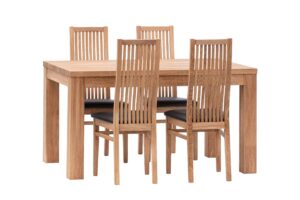 Dąbowy zestaw do jadalni Korund-Sandra czarna ekoskóra