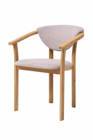 Drewniane krzesło z podłokietnikami Alexis beżowy materiał