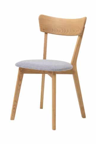 Dębowe krzesło olejowane i woskowane Diana z jasnoszaroną tkaniną
