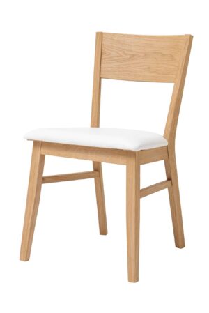Krzesło dębowe Mika olejowane i woskowane z białą ekoskórą