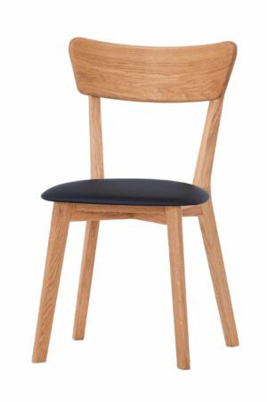 Krzesło dębowe olejowane i woskowane Diana czarna ekoskóra