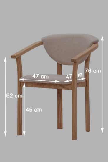 Krzesło dębowe olejowane i woskowane Alexis beżowa tkanina 3