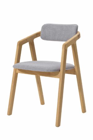 Krzesło dębowe Aksel z szarą tapicerką