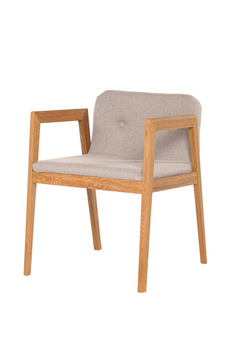 Židle s područkami ID s béžovým polstrováním je nejen ohromující doplňkem interiéru, ale také prémiovým řešením pro každodenní pohodlí.