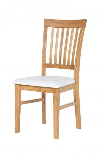 Krzesło dębowe lakierowane Raines z białą skają 1
