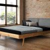 Łóżko z litego drewna świerkowego Bosfor 180x200 z zagłówkiem z tkaniny