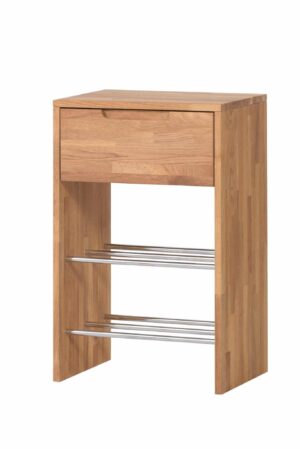 Szafka na buty z drewna dębowego Delf z szufladą i półkami