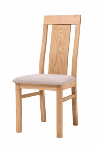 Krzesło dębowe olejowane i woskowane Sofi, tapicerowane beżową tkaniną