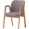 Dubová židle s područkami a šedým polstrováním je ideální pro kancelářské prostory, jídelny, kavárny i restaurace, kde oceníte její praktičnost a styl.
