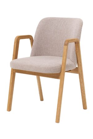 Dubová židle Chill s područkami a béžovým polstrováním je ideální pro kancelářské prostory, jídelny, kavárny i restaurace, kde oceníte její praktičnost a styl. Ergonomický tvar a měkké polstrování zajistí maximální komfort i při dlouhodobém sezení.