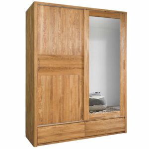 Masivní skříň Lausanne 2 se zrcadlem a posuvnými dvířky nejenže vylepší vzhled vaší ložnice, ale také zvýší hodnotu vaší nemovitosti.