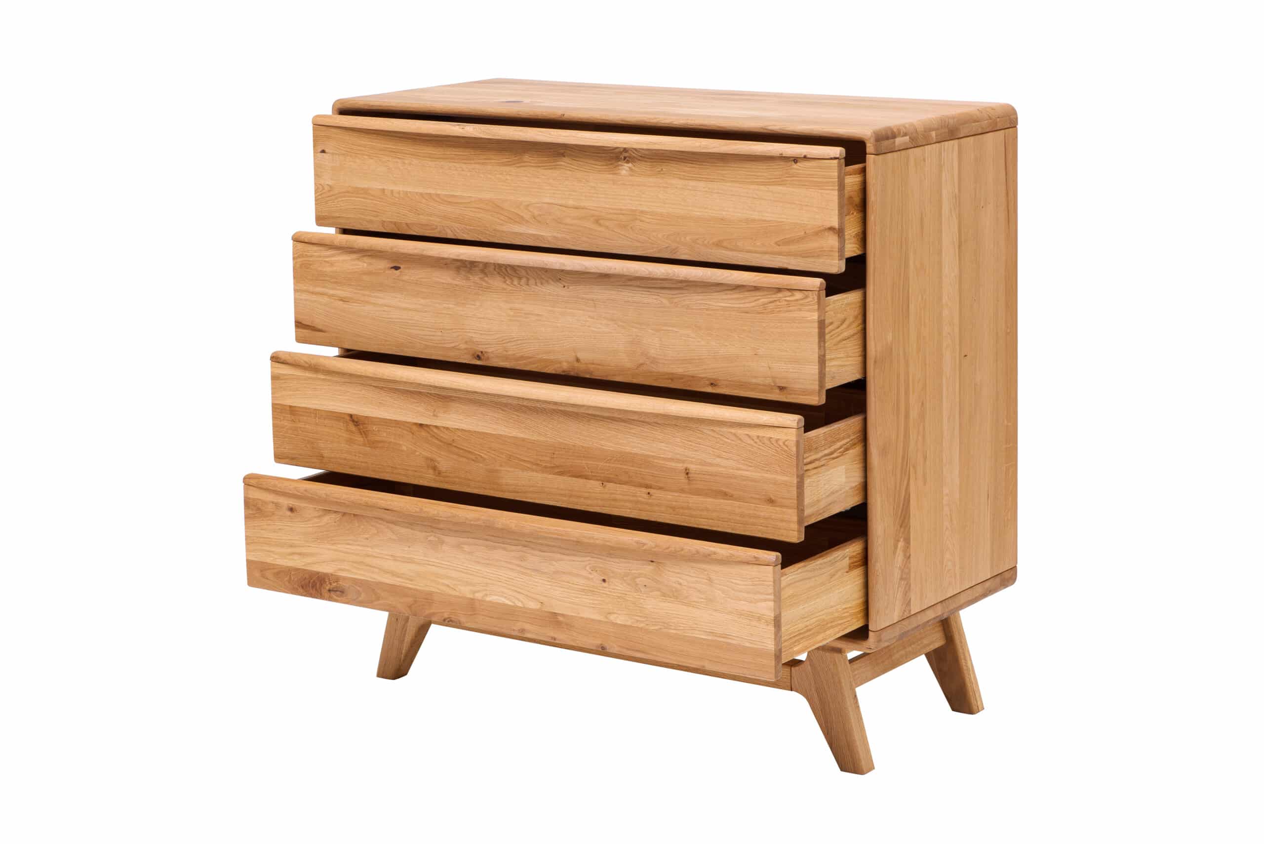 Dubová masivní komoda Bara 4Z spojuje přírodní krásu dubového dřeva s praktickým uspořádáním čtyř zásuvek se systémem soft close. Elegantní design se zaoblenými hranami a kvalitní olejová povrchová úprava zajišťují dlouhou životnost i snadnou údržbu. Stylový a funkční kousek, který zapadne do každého interiéru.