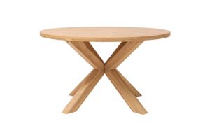 Kulatý dubový stůl Olin je vyrobený z 100% masivního dubu a ošetřený přírodním olejem s voskem pro dlouhou životnost a snadnou údržbu. Díky originální podnoži a pevnému provedení je ideální do moderních i rustikálních interiérů. Tento stůl vnesete do svého domova eleganci, komfort a přirozenou atmosféru.