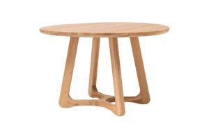 Elegancki okrągły stół z litego dębu, który łączy naturalne piękno, nowoczesny design i solidne rzemiosło. Dzięki solidnym profilowanym nogom i wysokiej jakości wykończeniu olejowemu stanie się centralnym punktem każdej jadalni, salonu czy gabinetu.