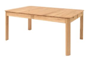 Rozkładany dębowy stół jadalniany Luise łączy ponadczasowe piękno litego dębu z maksymalną praktycznością. Eleganckie półokrągłe nogi, delikatne frezowanie i zaokrąglone krawędzie blatu tworzą harmonijną, czystą wzorniczo całość. Dzięki funkcji rozkładania kompaktowy stół do codziennych posiłków łatwo zmienia się w przestronne miejsce na rodzinne uroczystości i nieoczekiwane wizyty.