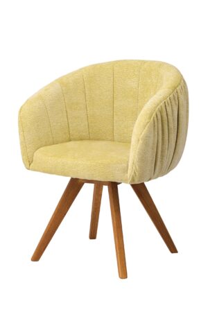 Stylowy obrotowy fotel Elba łączy naturalne piękno masywnego dębu z elegancką żółtą tapicerką, która nadaje wnętrzu świeżość i pozytywną energię. Oferuje wyjątkowy komfort, praktyczny obrót boczny i automatyczny powrót poduszki siedziska do pierwotnej pozycji. To idealny wybór do nowoczesnych i klasycznie urządzonych wnętrz, gdzie stanie się wyrazistym, a jednocześnie harmonijnym elementem.