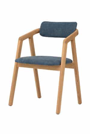 Dębowe krzesło Aksel z niebieską tapicerką
