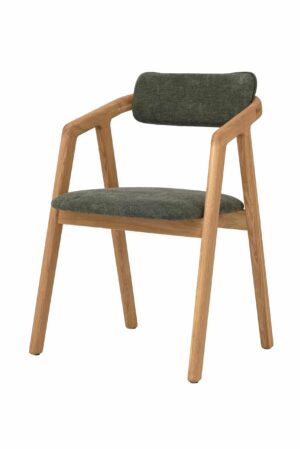 Dębowe krzesło Aksel z zieloną tapicerką
