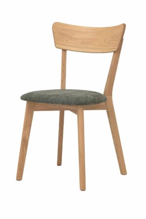 Dębowe krzesło do jadalni Diana z eleganckim zielonym obiciem łączy ponadczasowy design, wygodę i solidną konstrukcję z litego dębu. Tapicerowane siedzisko w przyjemnej zielonej tkaninie wniesie do Państwa wnętrza świeżość i harmonię. Idealny wybór do przytulnego domu, w którym cenią Państwo jakość, styl i komfort codziennego siedzenia.