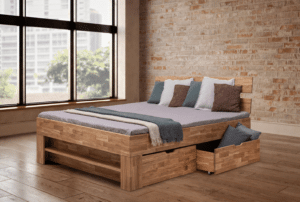 Łóżko dębowe z litego drewna Sofi Kubus 200×200 cm