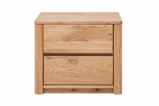Dębowy stolik nocny Lausanne Wild z litego drewna łączy wyraziste piękno dzikiego dębu z eleganckim, nowoczesnym designem. Naturalne sęki i wyjątkowe usłojenie drewna sprawiają, że każdy stolik jest oryginałem.