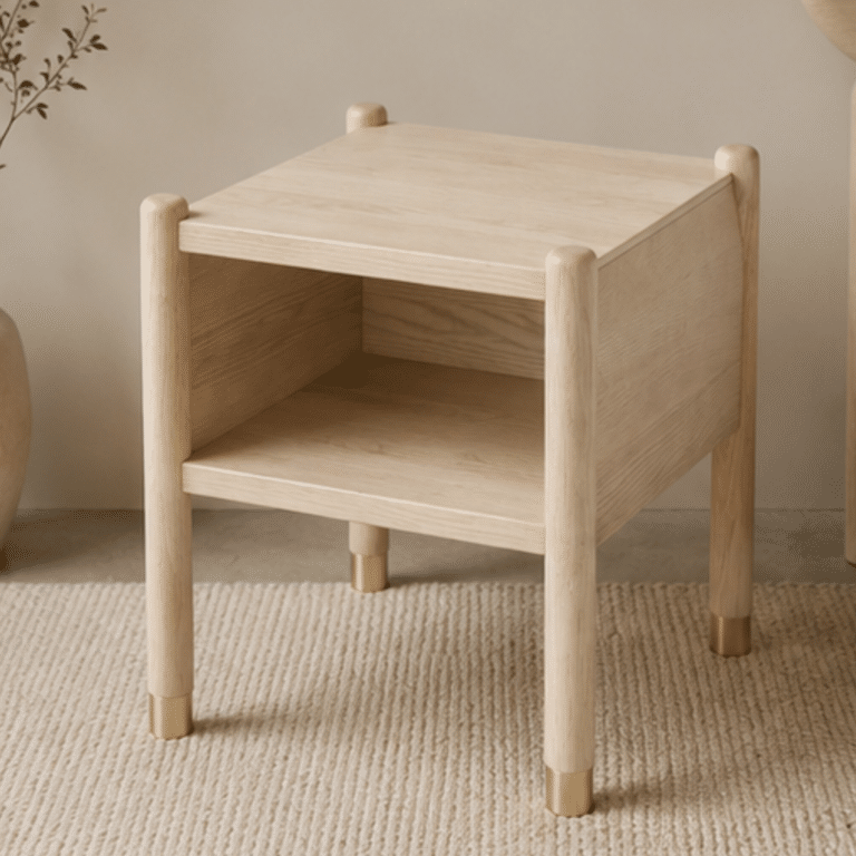Walora natural wnosi do wnętrza harmonię litego drewna i eleganckich złotych akcentów. Każdy detal, od wyraźnego usłojenia jesionu po zaokrąglone nogi ze złotymi końcówkami, podkreśla jego wyjątkowy charakter. Idealny wybór do przytulnej i stylowej sypialni.